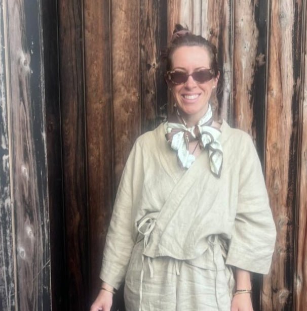 Wrap Shirt in Latte Linen - Apparel