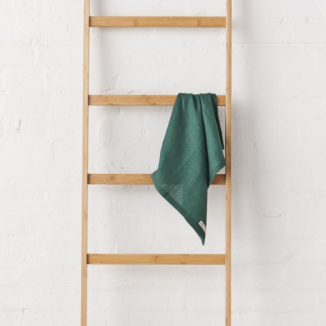 Linen Tea Towel - Emerald-Jade and May-Tea Towel-Jade and May