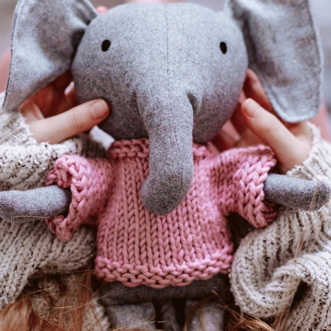 And The Little Dog Laughed | Edwina Elephant: Merino Wool Jumper-And The Little Dog Laughed-Toys-Jade and May