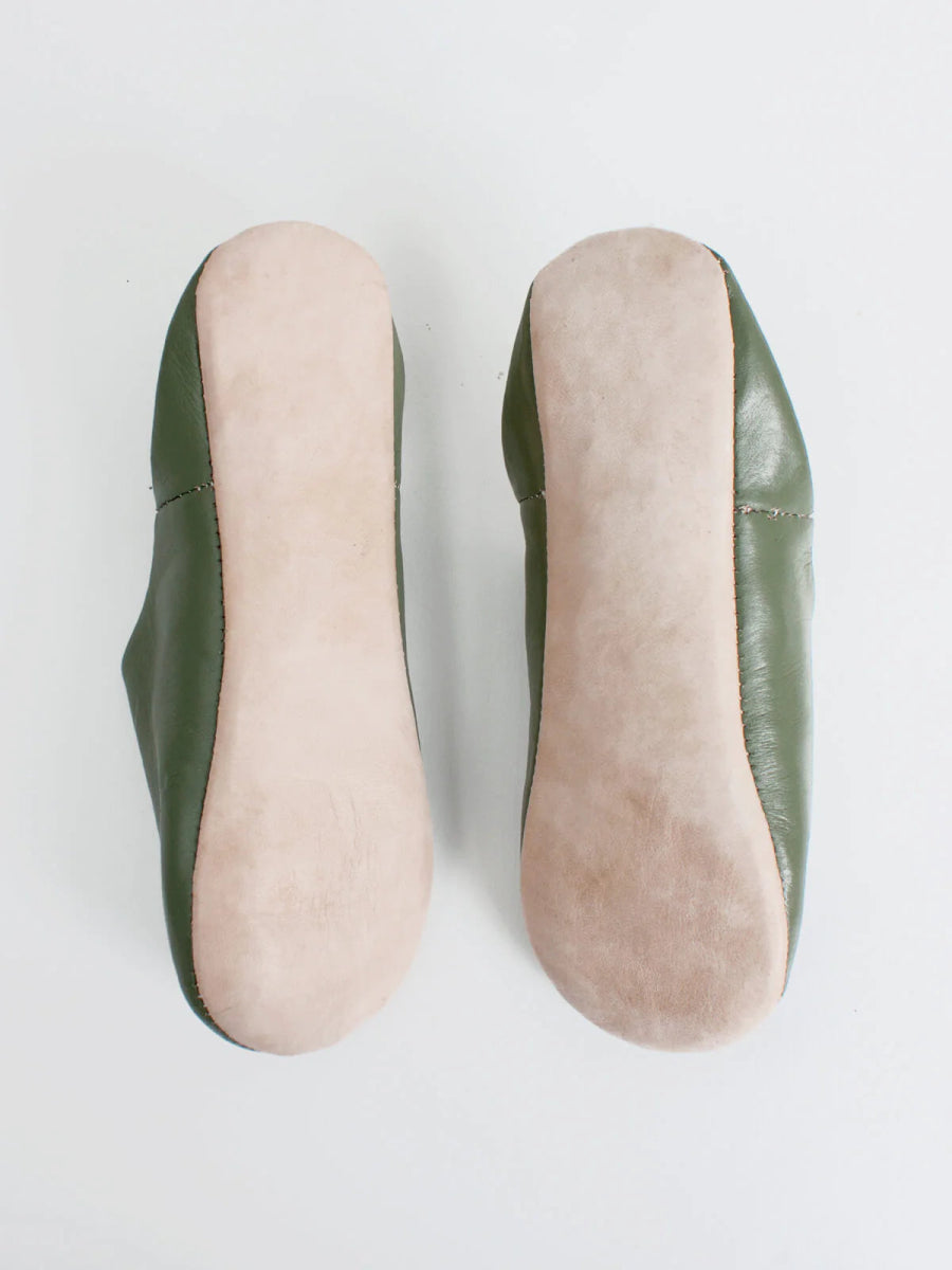 Babouche Moroccan Slippers - Olive-Jade and May-Slippers-Jade and May