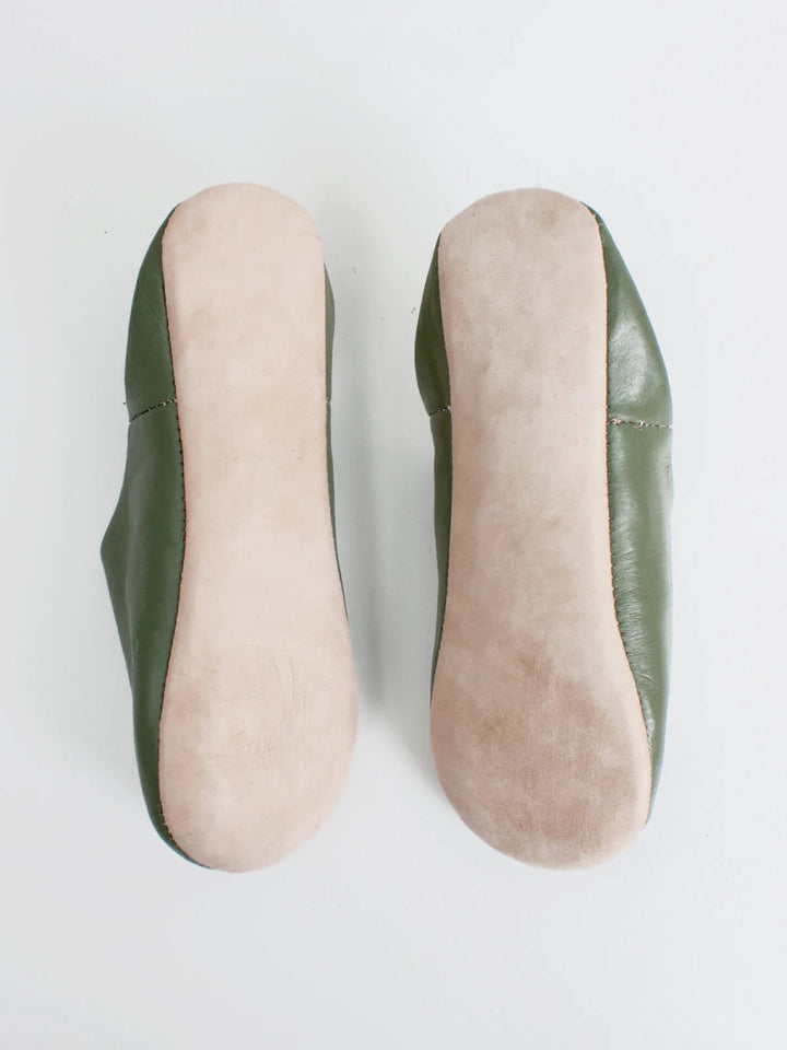 Babouche Moroccan Slippers - Olive-Jade and May-Slippers-Jade and May