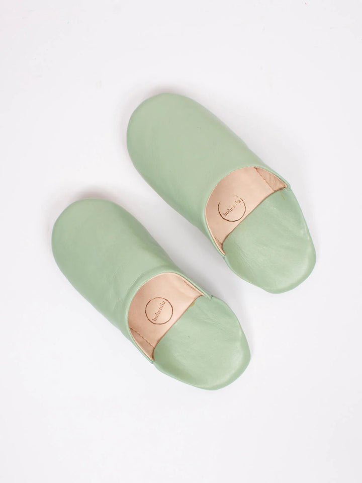 Babouche Moroccan Slippers - Sage-Jade and May-Slippers-Jade and May