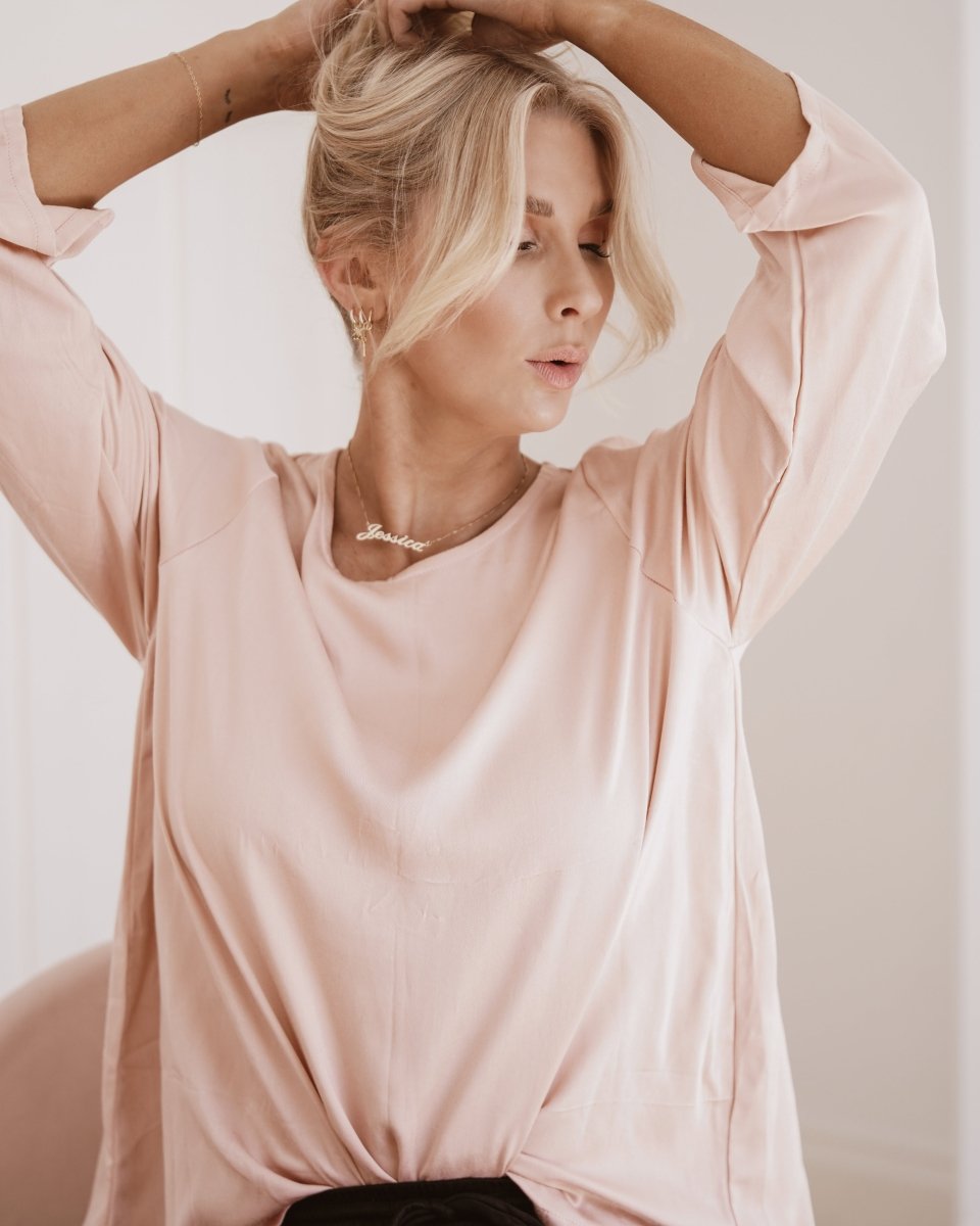 Bamboo Long Sleeve T-Shirt - Pink-Jade and May-Separates-Jade and May