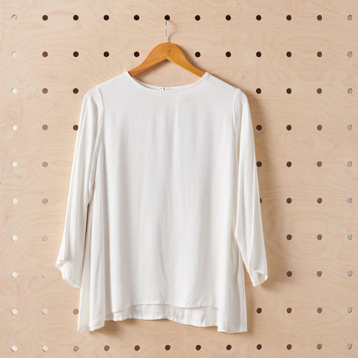 Bamboo Long Sleeve T-Shirt - White-Jade and May-Separates-Jade and May