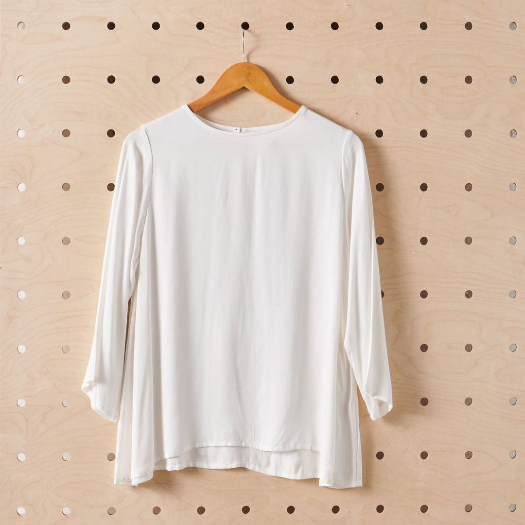 Bamboo Long Sleeve T-Shirt - White-Jade and May-Separates-Jade and May