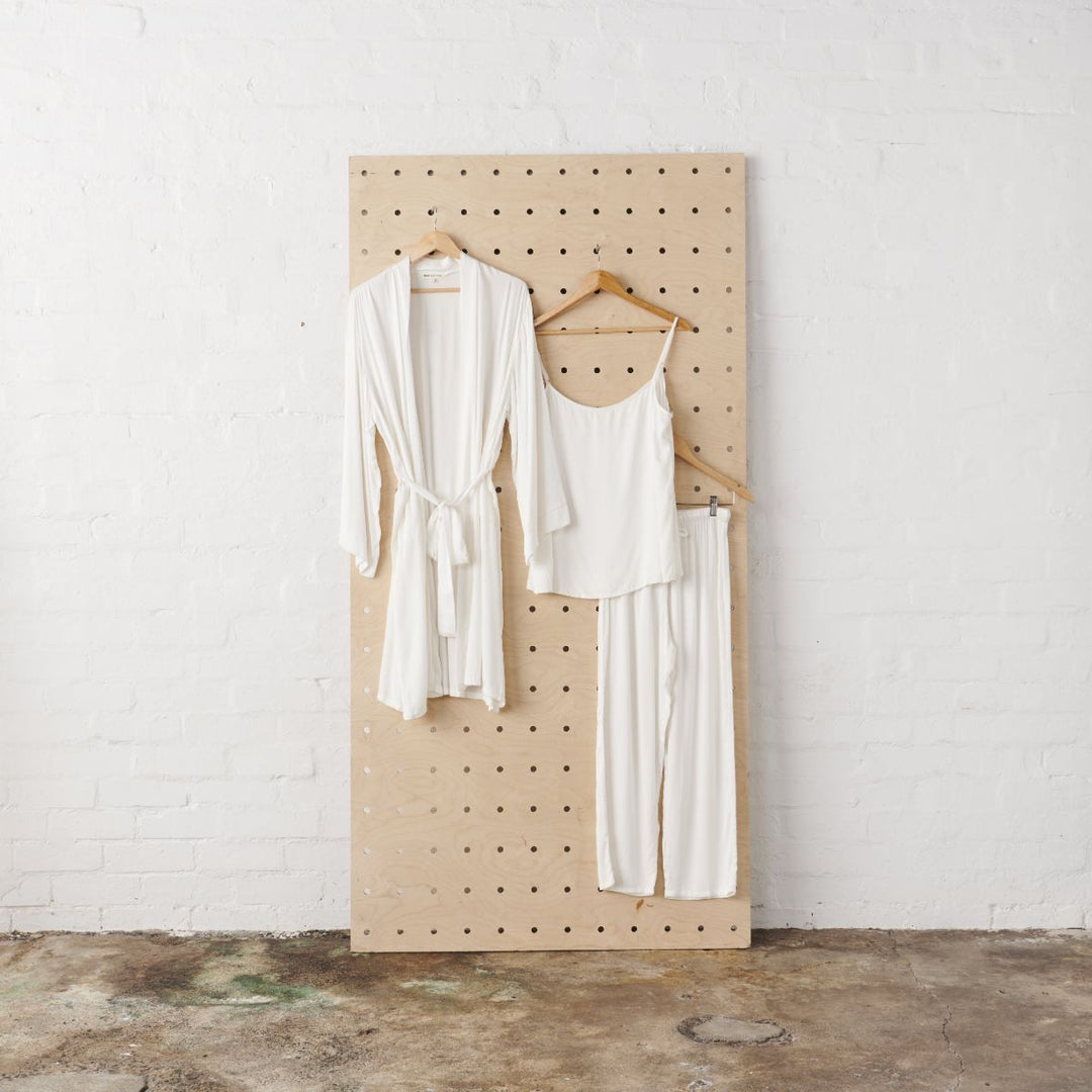 Bamboo Pyjama & Bathrobe Bundle in White - Standard Length-Jade and May-Bundles-Jade and May