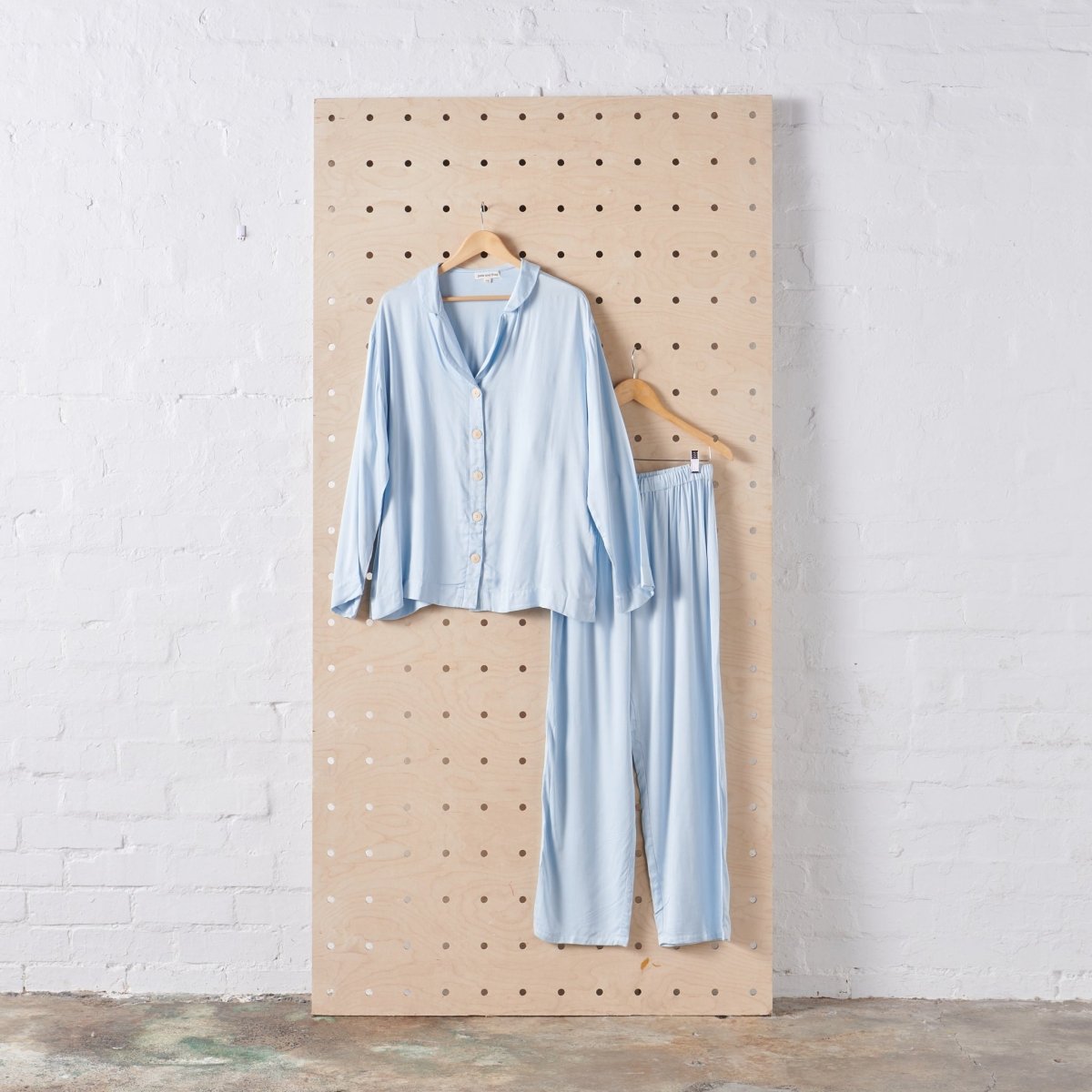 Bamboo Pyjama - Classic Set in Baby Blue-Jade and May-Pyjamas-Jade and May