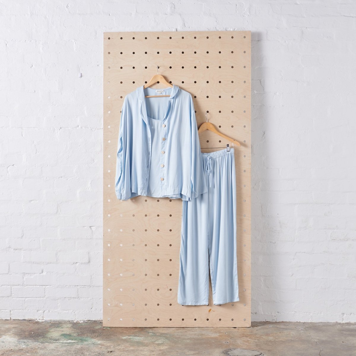 Bamboo Pyjama - Classic Set in Baby Blue-Jade and May-Pyjamas-Jade and May