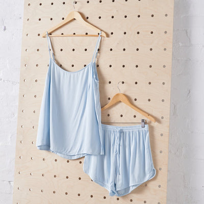 Bamboo Pyjama Set - Cami and Shorts in Baby Blue-Jade and May-Pyjamas-Jade and May