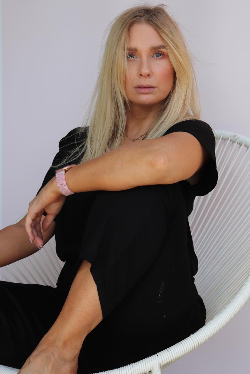 Bamboo Pyjamas - Tee and Pant Set in Black - Pyjamas