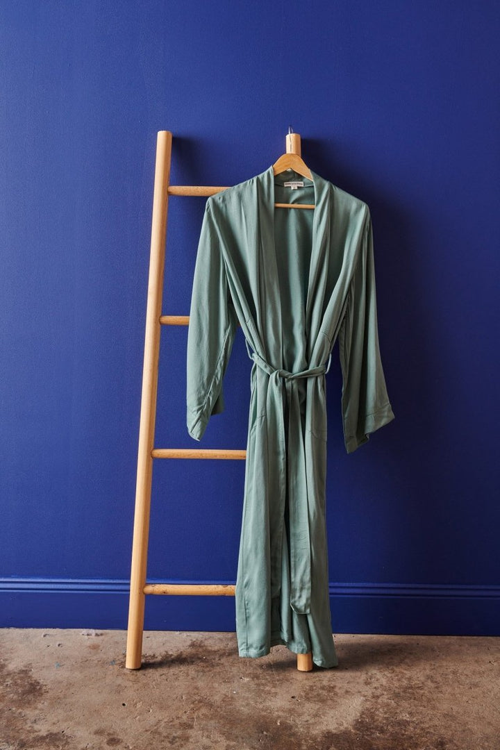 Bamboo Robe in Sage Green - Long Length-Jade and May-Bathrobe-Jade and May