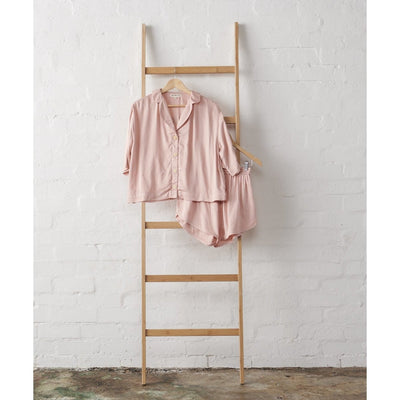 Bamboo Pyjamas - Crop Button Up + Short PJ Set in Pink-Jade and May-Pyjamas-Jade and May