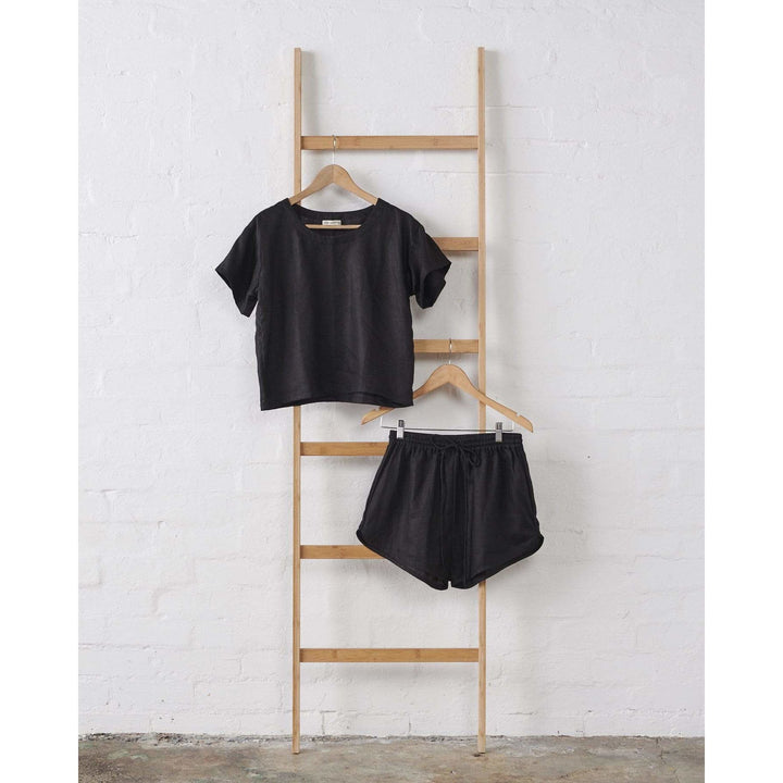 Black Linen TShirt - Boxy Style-Jade and May-Pyjamas-Jade and May