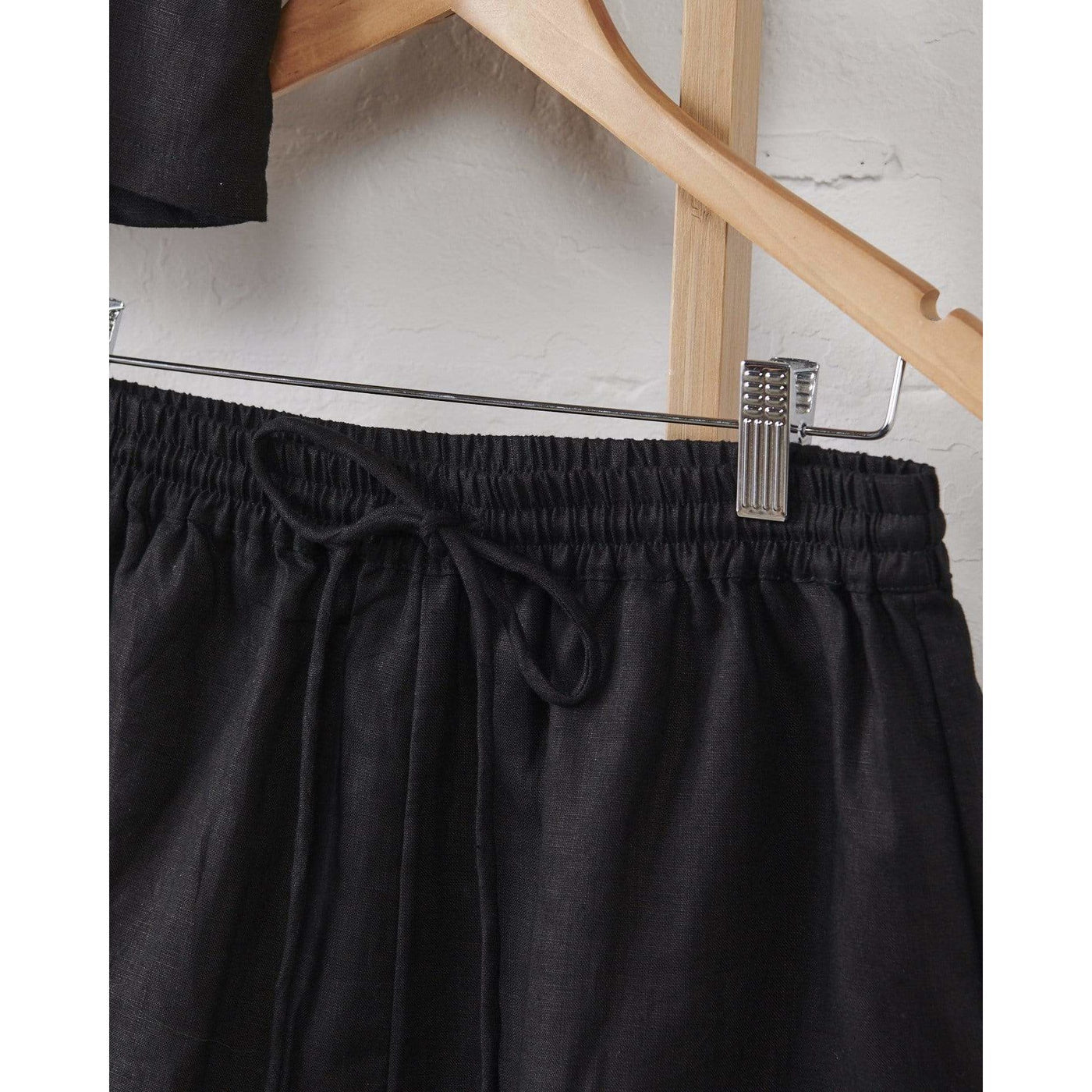 Linen Shorts - Black-Jade and May-Pajamas-Jade and May