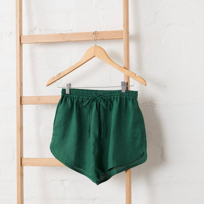 Linen Short Set - Emerald Green-Jade and May-Pyjamas-Jade and May