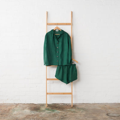 Linen Short Set - Emerald Green-Jade and May-Pyjamas-Jade and May
