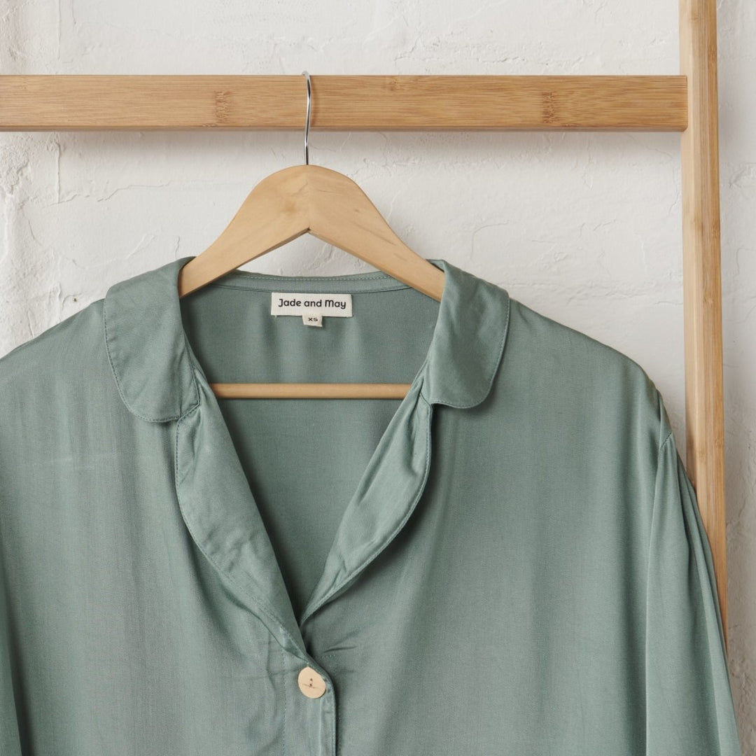 Bamboo Pyjama - Classic Set in Sage Green-Jade and May-Pyjamas-Jade and May