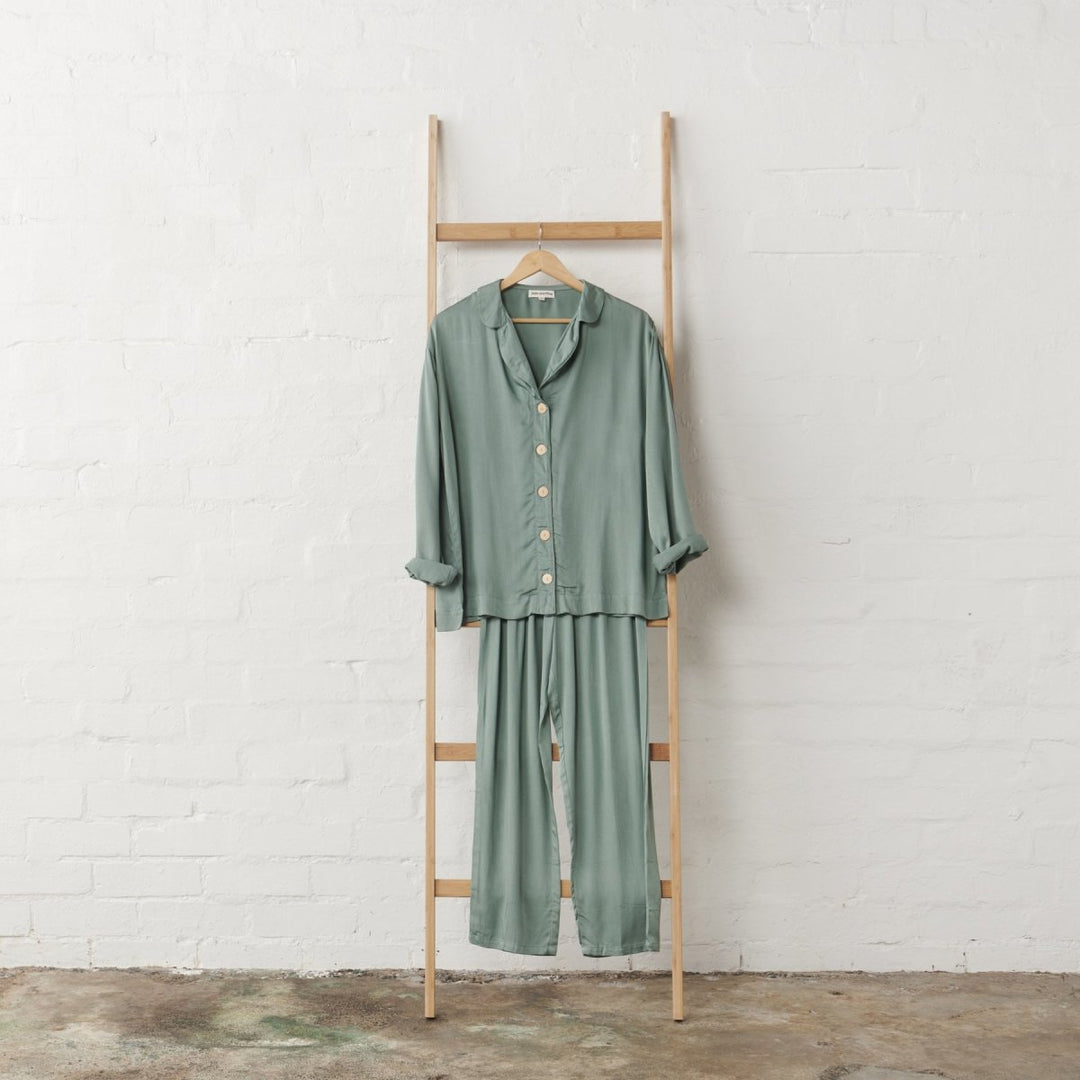 Bamboo Pyjama - Classic Set in Sage Green-Jade and May-Pyjamas-Jade and May