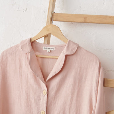 Linen Pyjama Set - Pink | Jade and May-Jade and May-Pajamas-Jade and May