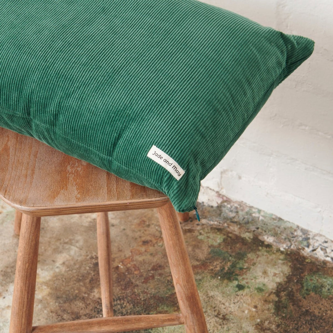 Colourful Cushion - Emerald Green Cord-Jade and May-Cushion Cover-Jade and May