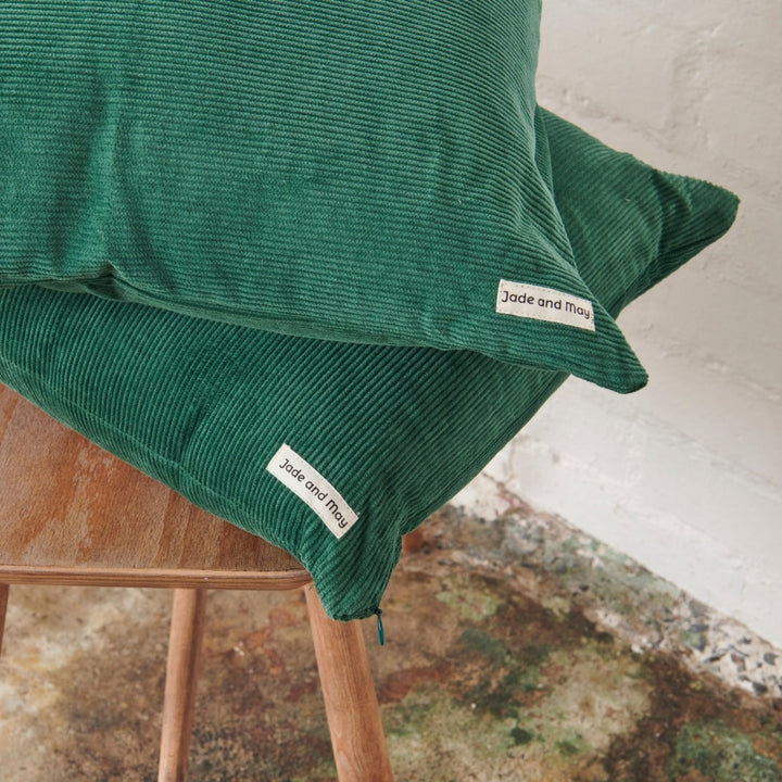 Colourful Cushion - Emerald Green Cord-Jade and May-Cushion Cover-Jade and May