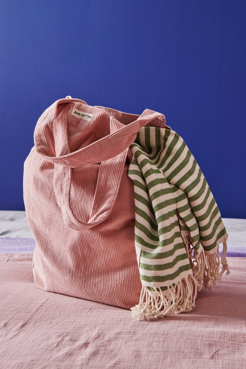 Cord Tote Bag - Pink-Jade and May-Cord Tote Bag-Jade and May