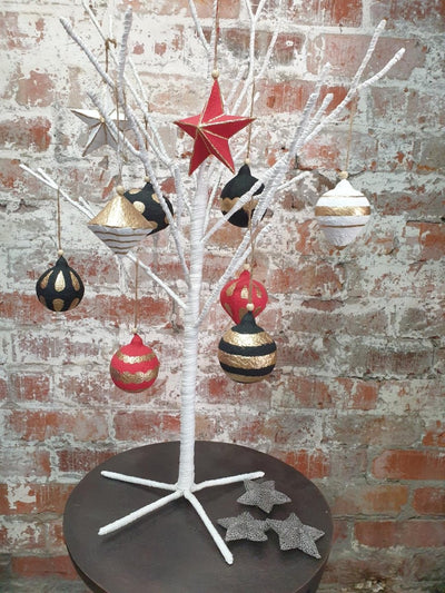 Cotton Mache Christmas Decorations | Black Bauble-Ruby Star Traders-Christmas Decorations-Jade and May