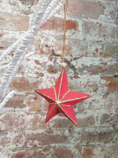 Cotton Mache Christmas Decorations | Red Star-Ruby Star Traders-Christmas Decorations-Jade and May