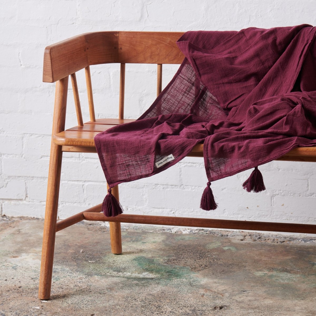 Cotton Throw - Burgundy-Jade and May-Blankets and Throws-Jade and May