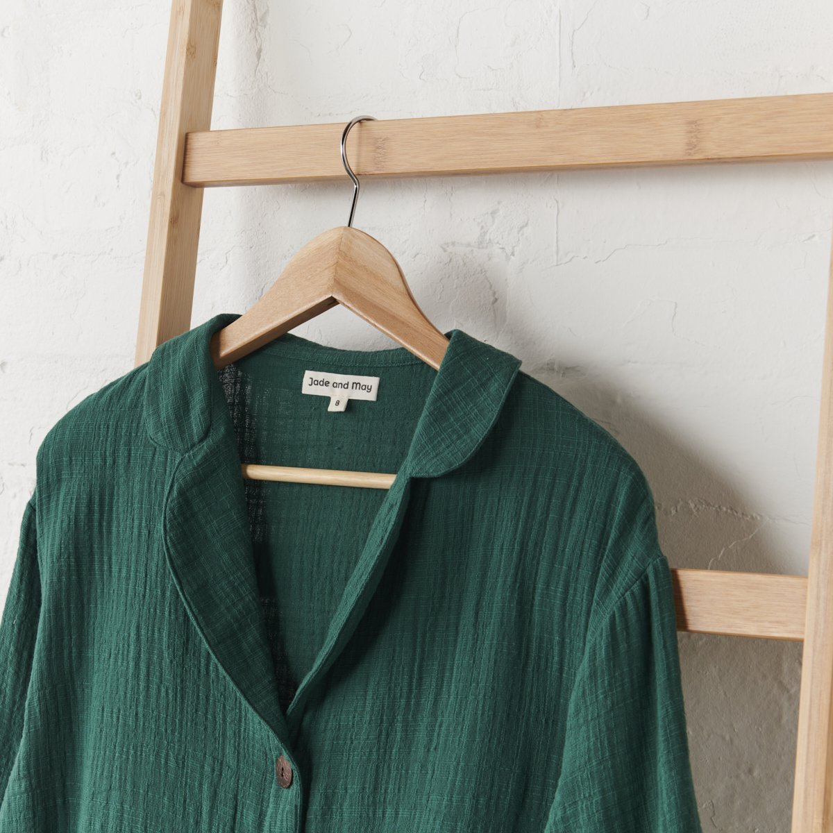 Cotton Crop Button Up + Short PJ Set - Hunter Green-Jade and May-Pyjamas-Jade and May