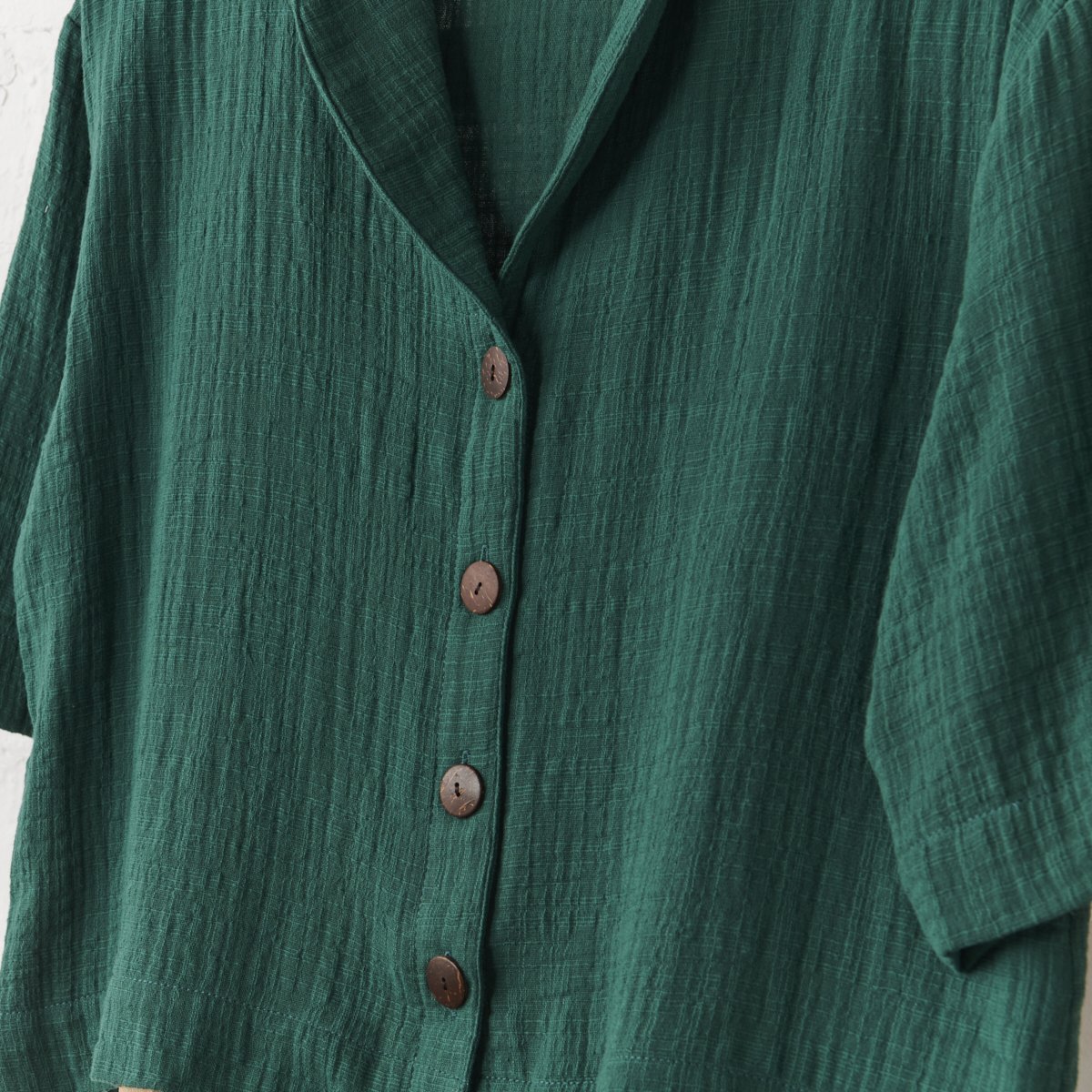 Cotton Crop Button Up + Short PJ Set - Hunter Green-Jade and May-Pyjamas-Jade and May
