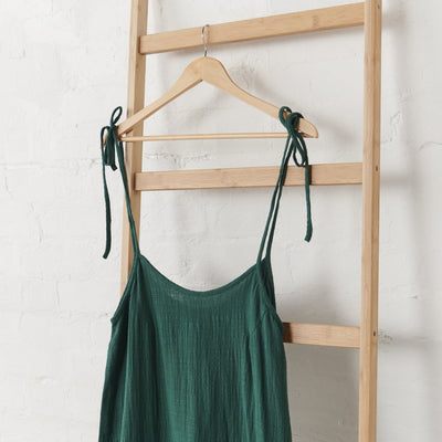 Cotton Nightie - Knee Length in Emerald Green-Jade and May-Pyjamas-Jade and May