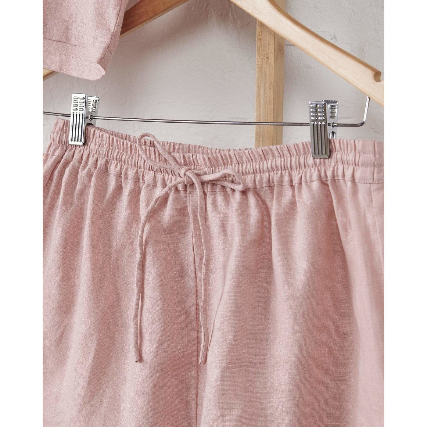 Linen Boxy Tee & Short Set - Pink-Jade and May-Pyjamas-Jade and May