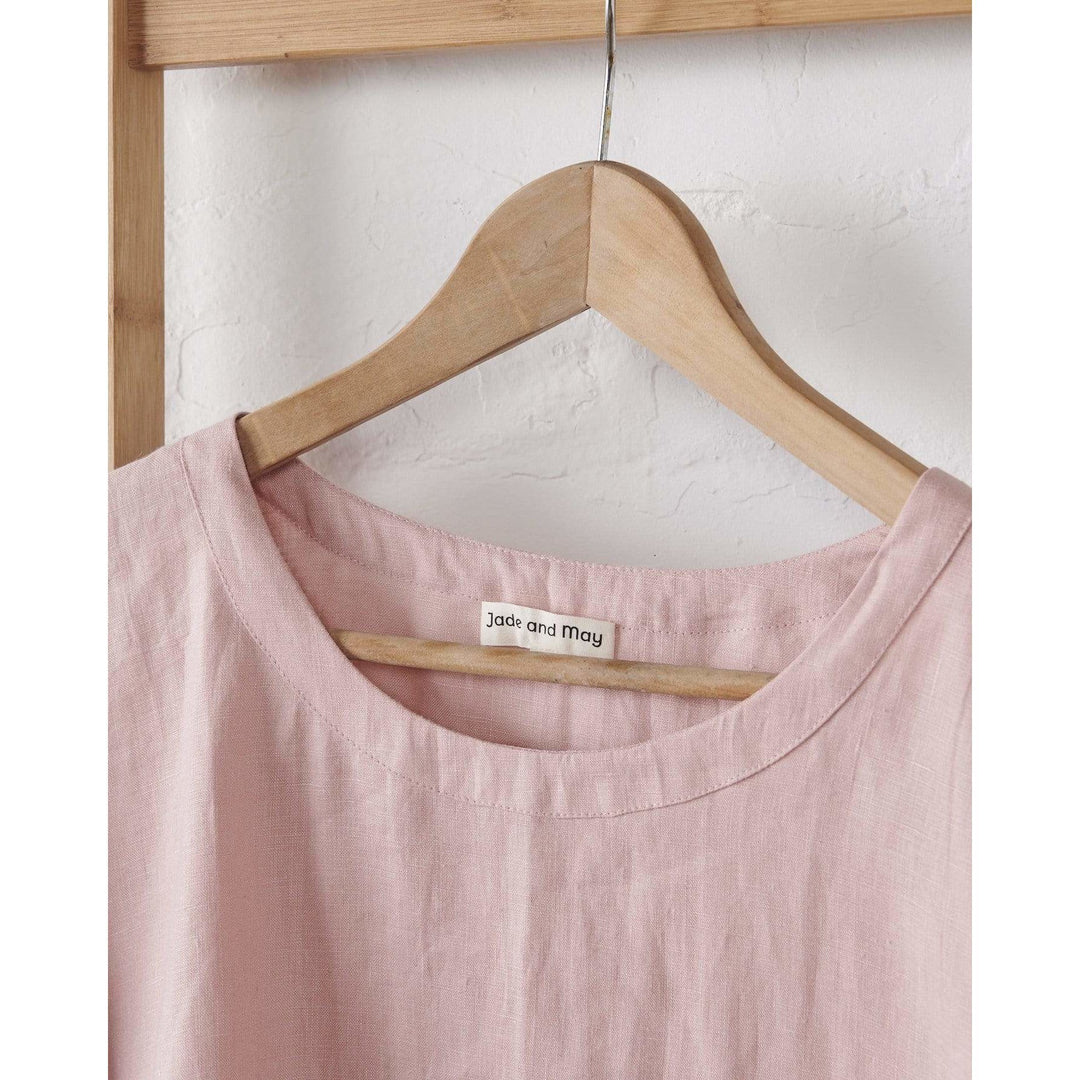 Linen Boxy Tee & Short Set - Pink-Jade and May-Pyjamas-Jade and May