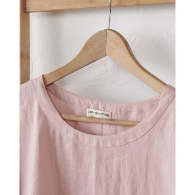 Linen Boxy Tee & Short Set - Pink-Jade and May-Pyjamas-Jade and May