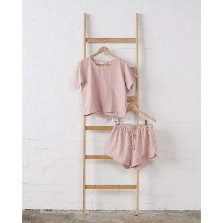 Linen Boxy Tee & Short Set - Pink-Jade and May-Pyjamas-Jade and May