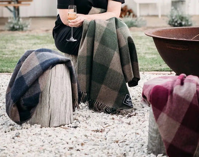 Grampians Goods Co | Recycled Wool Picnic Check Blankets - Cypress-Grampians Goods Co-Wool Blanket-Jade and May