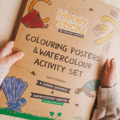 Honeysticks Jumbo Posters & Watercolour Paints Activity Set-Honeysticks-Kids Art Supplies-Jade and May