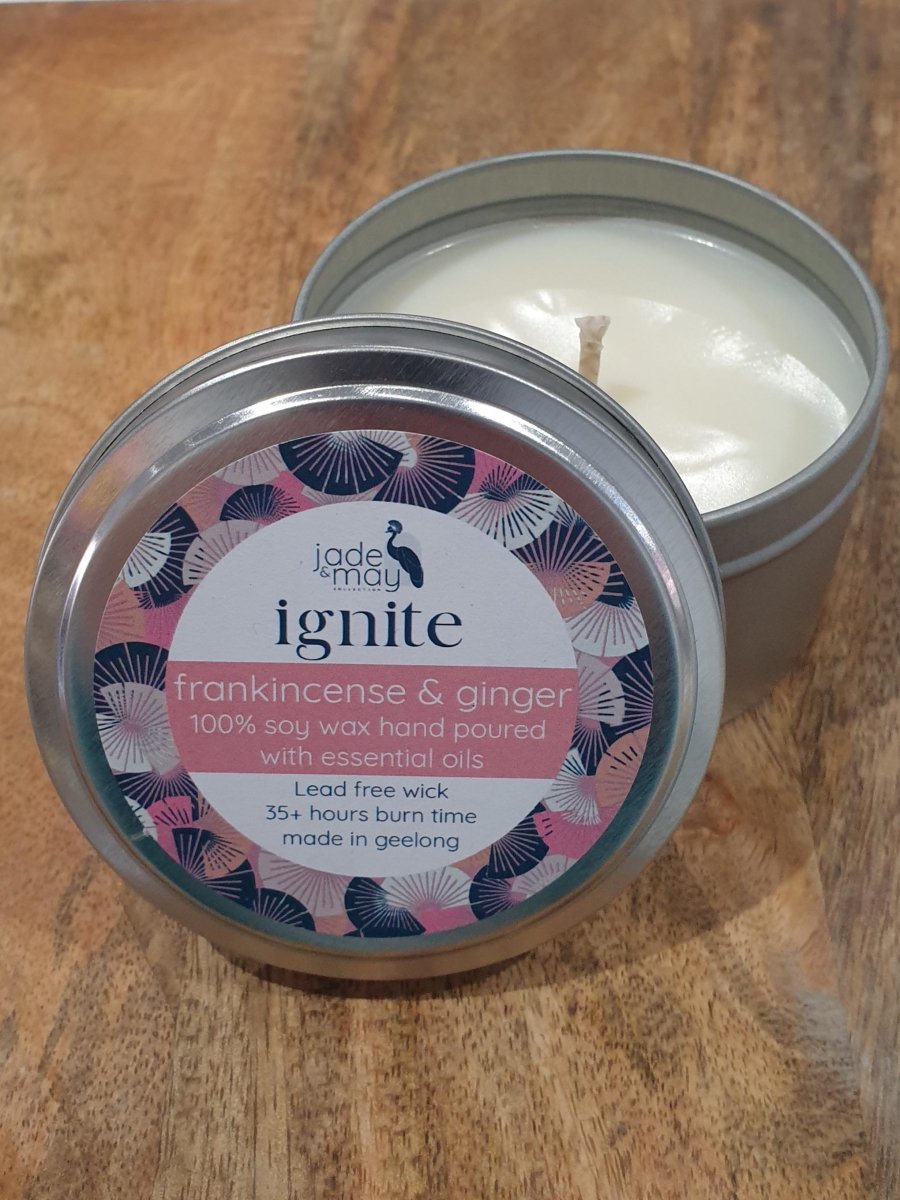 Ignite - Natural Soy Candles | Frankincense & Ginger-Jade and May-Candles