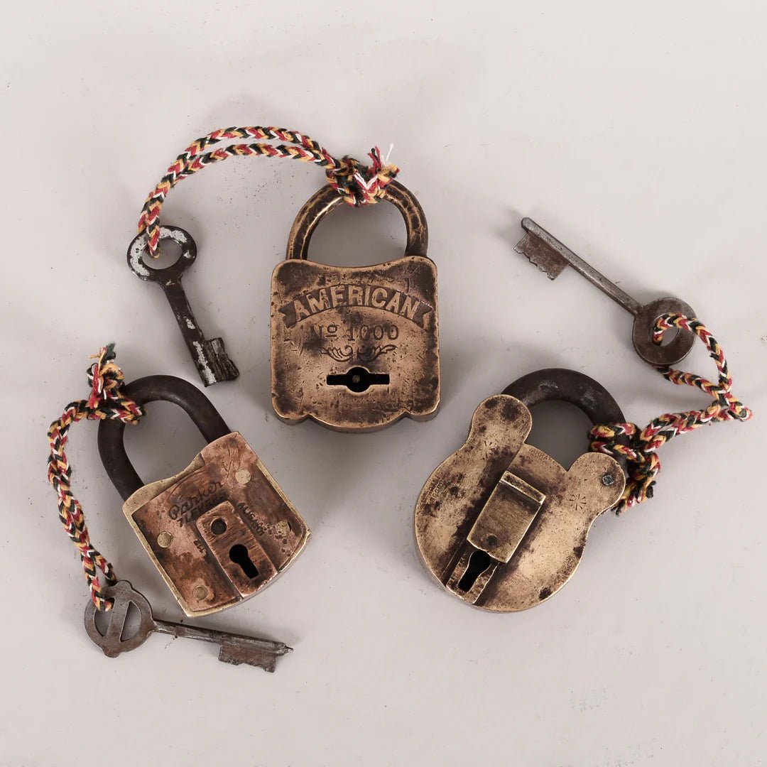 Indian Antique Brass Lock - Vintage-Vintage-Padlock-Jade and May