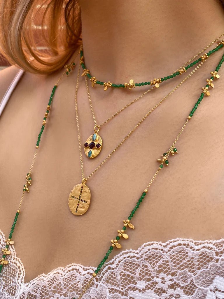 Kundan Gold Pendant Necklace by Rubyteva Designs-RubyTeva Designs-Jewellery-Jade and May