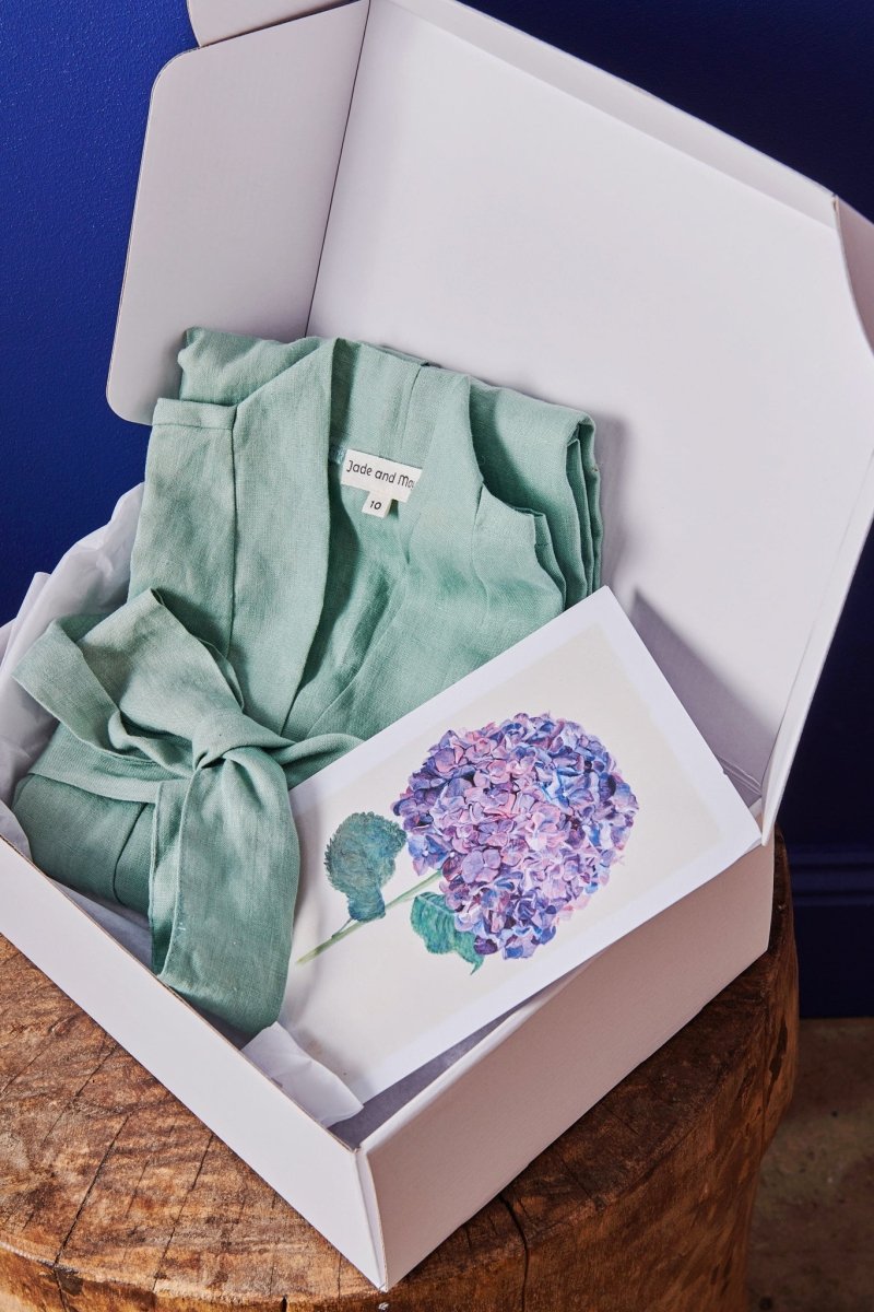 Linen Bathrobe & Hydy Gift Box-Jade and May x Kerrie Knuckey Art-Gift Box-Jade and May