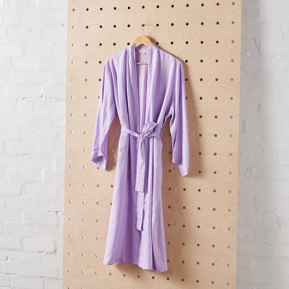 Linen Bathrobe - Purple (Long Length) - Bathrobe