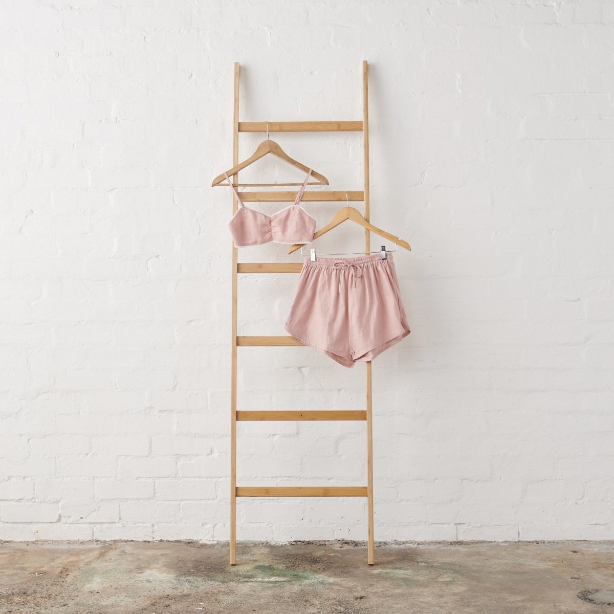 Linen Bralette and Short Set - Pink | Jade and May-Jade and May-Pyjamas-Jade and May