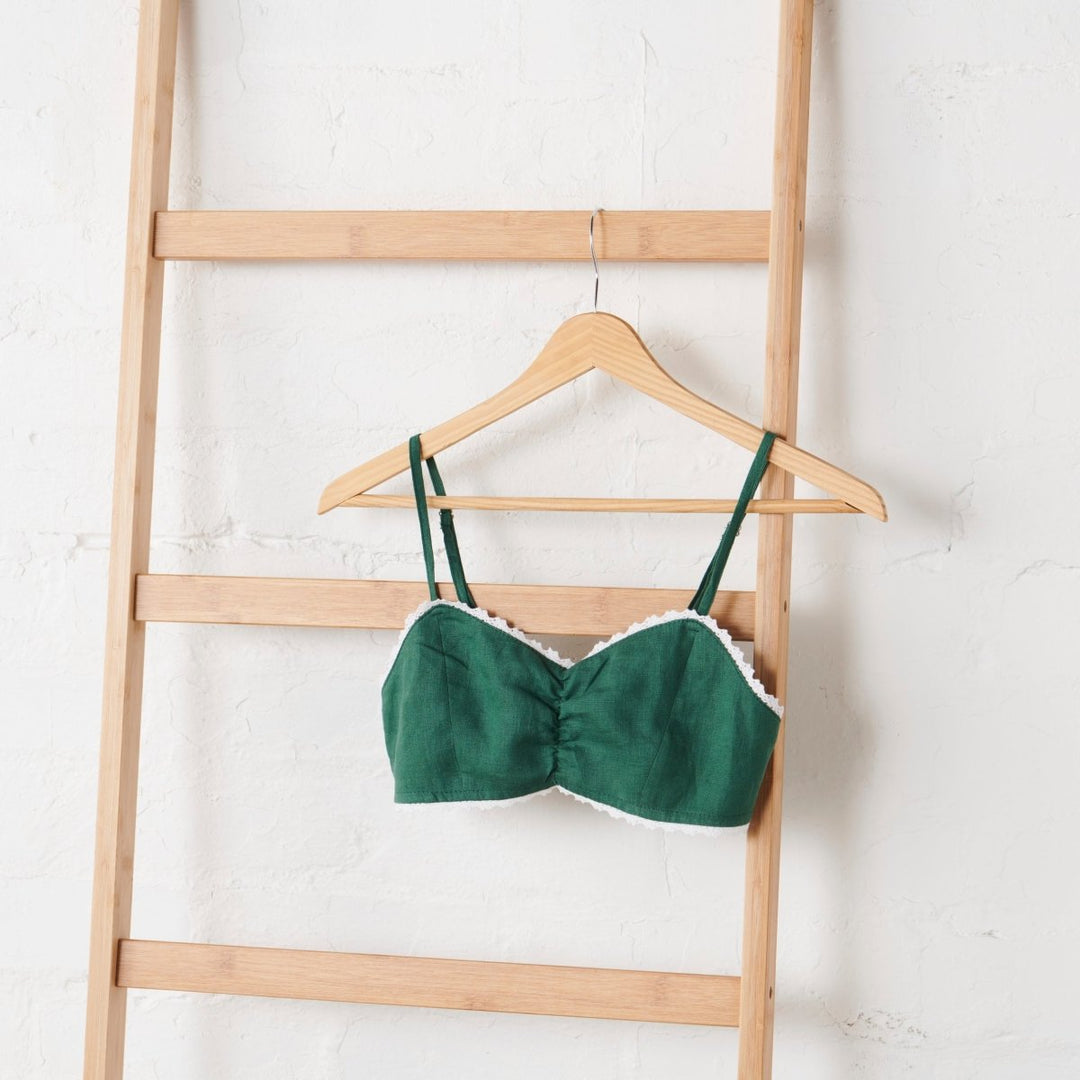 Linen Bralette - Emerald | Jade and May-Jade and May-Bralette-Jade and May