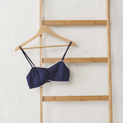 Linen Bralette - Navy | Jade and May-Jade and May-Bralette-Jade and May