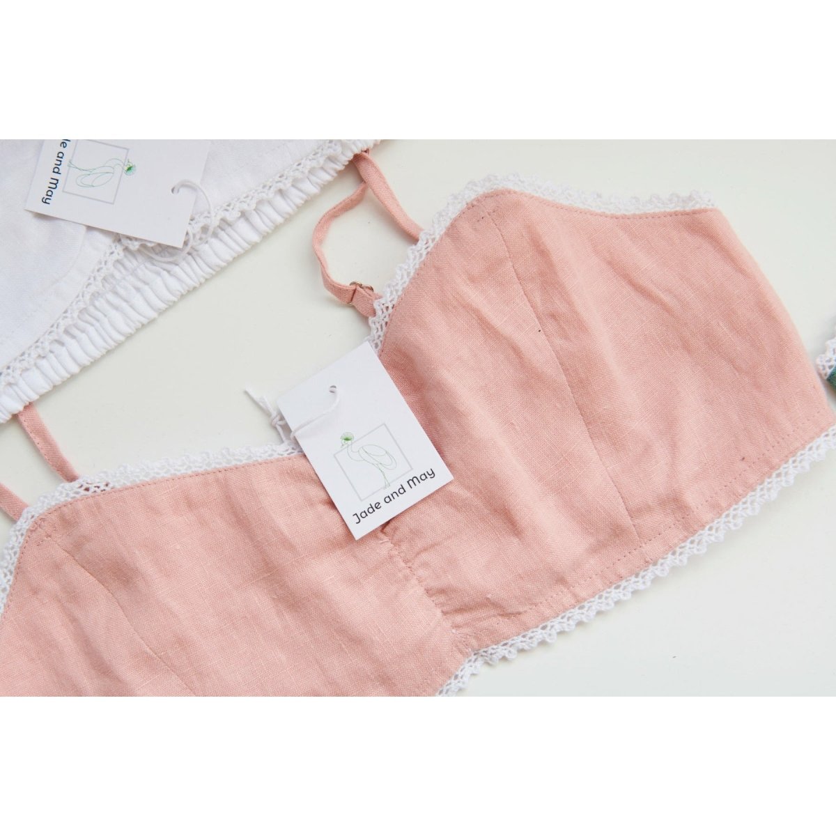 Linen Bralette - Pink | Jade and May-Jade and May-Bralette-Jade and May