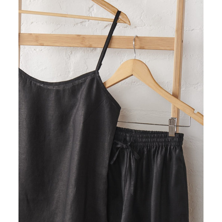 Linen Cami and Pant PJ Set - Black | Jade and May-Jade and May-Pyjamas-Jade and May