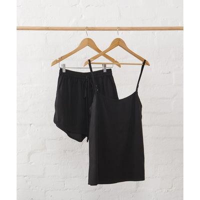 Linen Cami and Shorts Lounge Set - Black-Jade and May-Pyjamas-Jade and May