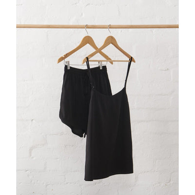 Linen Cami and Shorts Lounge Set - Black-Jade and May-Pyjamas-Jade and May